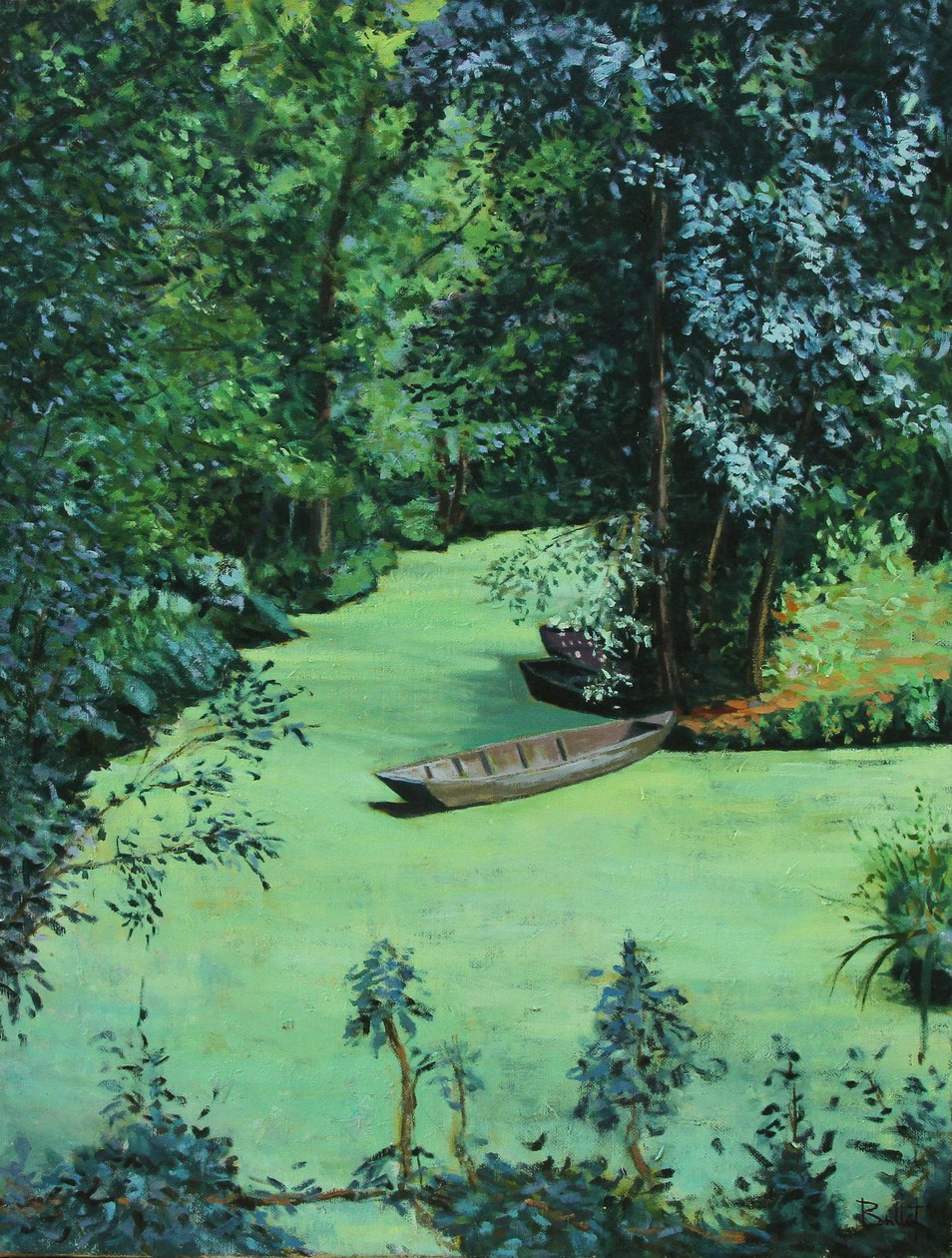 Marais Poitevin, 2003 (olje på plate) av Michel Bultet