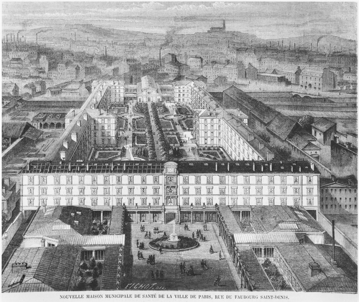 Det nåværende sykehuset Fernand Widal, Paris, illustrasjon fra 