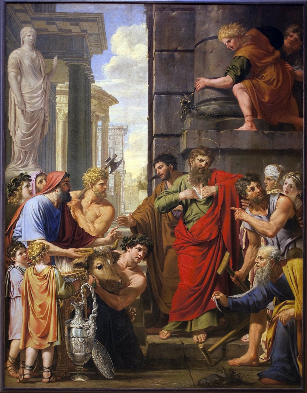 Saint Paul og Saint Barnaba nekter guddommelig ære i Lystra (eller Lystra, byen Lycaonia, kolonien i Romerriket, i Anatolia, nær dagens Konya). Joseph med kallenavnet Barnaba eller Barnabas (død rundt 75), helgen og apostel for Kirken, h. av Michel Corneille