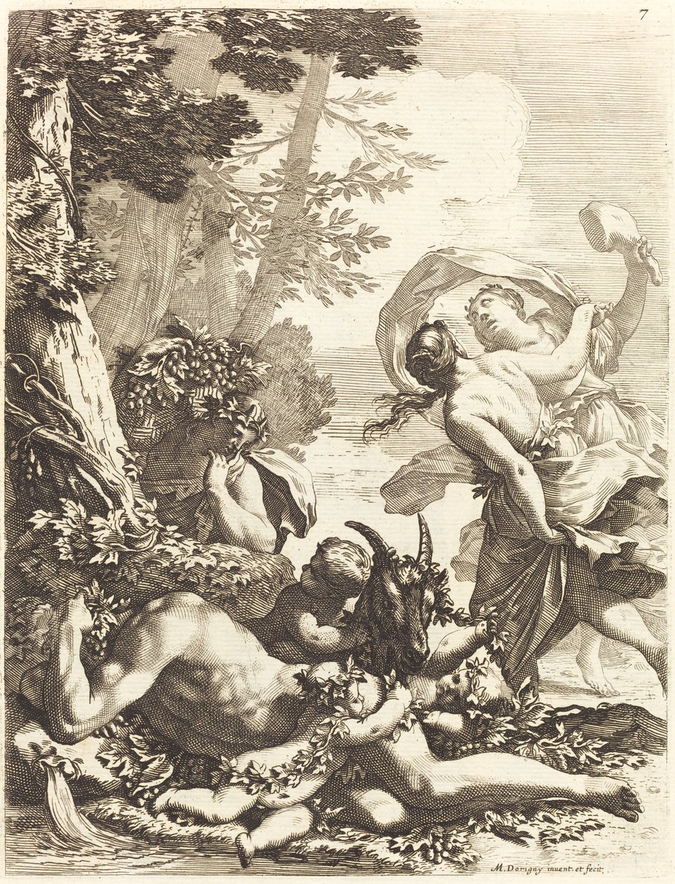 Bacchanal med Sovende Bacchus av Michel Dorigny