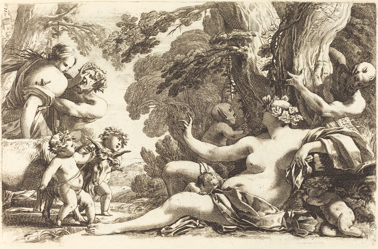Sittende Bacchante med barn av Michel Dorigny