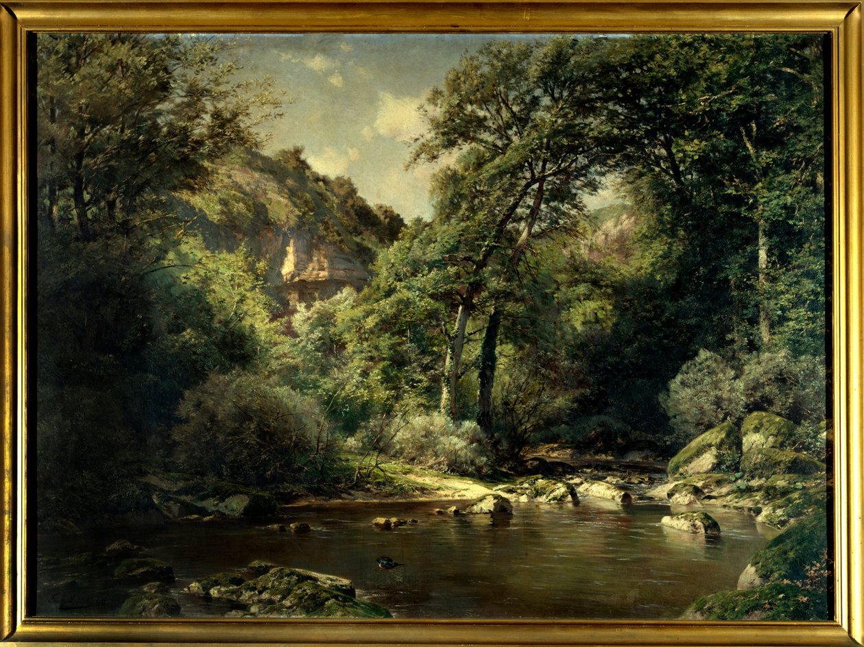 Strømmen har Cerveyrieux i Ain. Maleri av Michel Emile (1818-1909) av Michel Emile