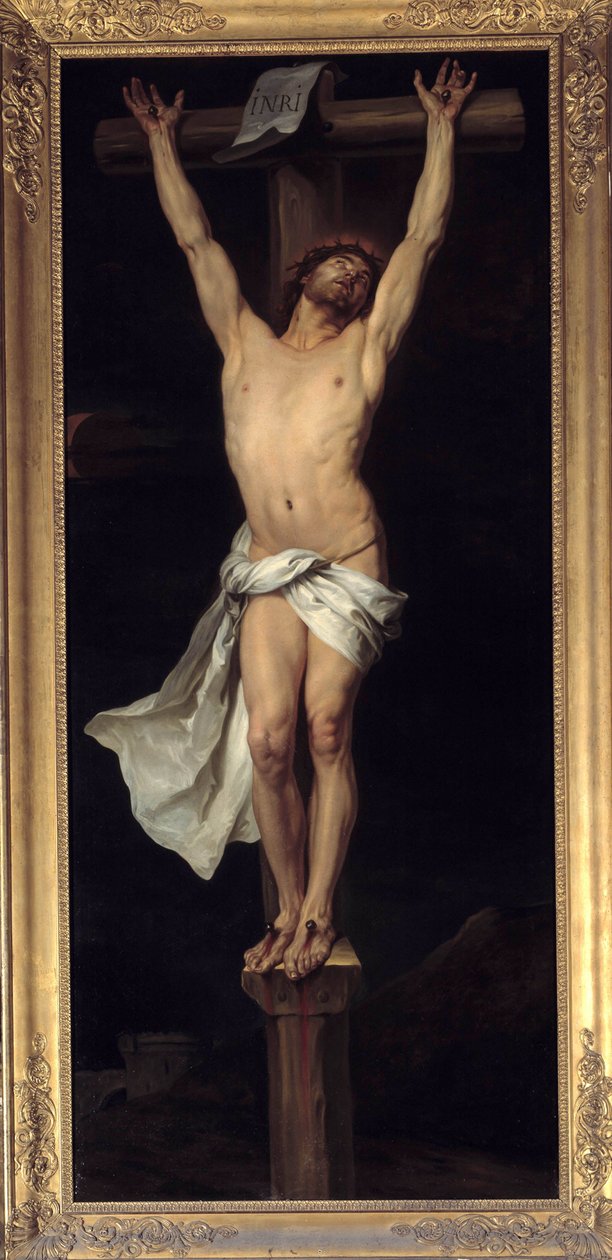 Kristus på korset. Sett "" INRI"" på krysset. Maleri av Michel Francois Dandre Bardon (eller Dandre-Bardon 1700-1783). Den hellige ånds kirke, Aix en Provence av Michel Francois Dandre Bardon