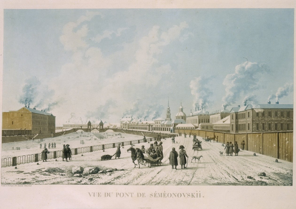 Semyonovsky-broen i St. Petersburg, 1813 av Michel Francois Damam Demartrait