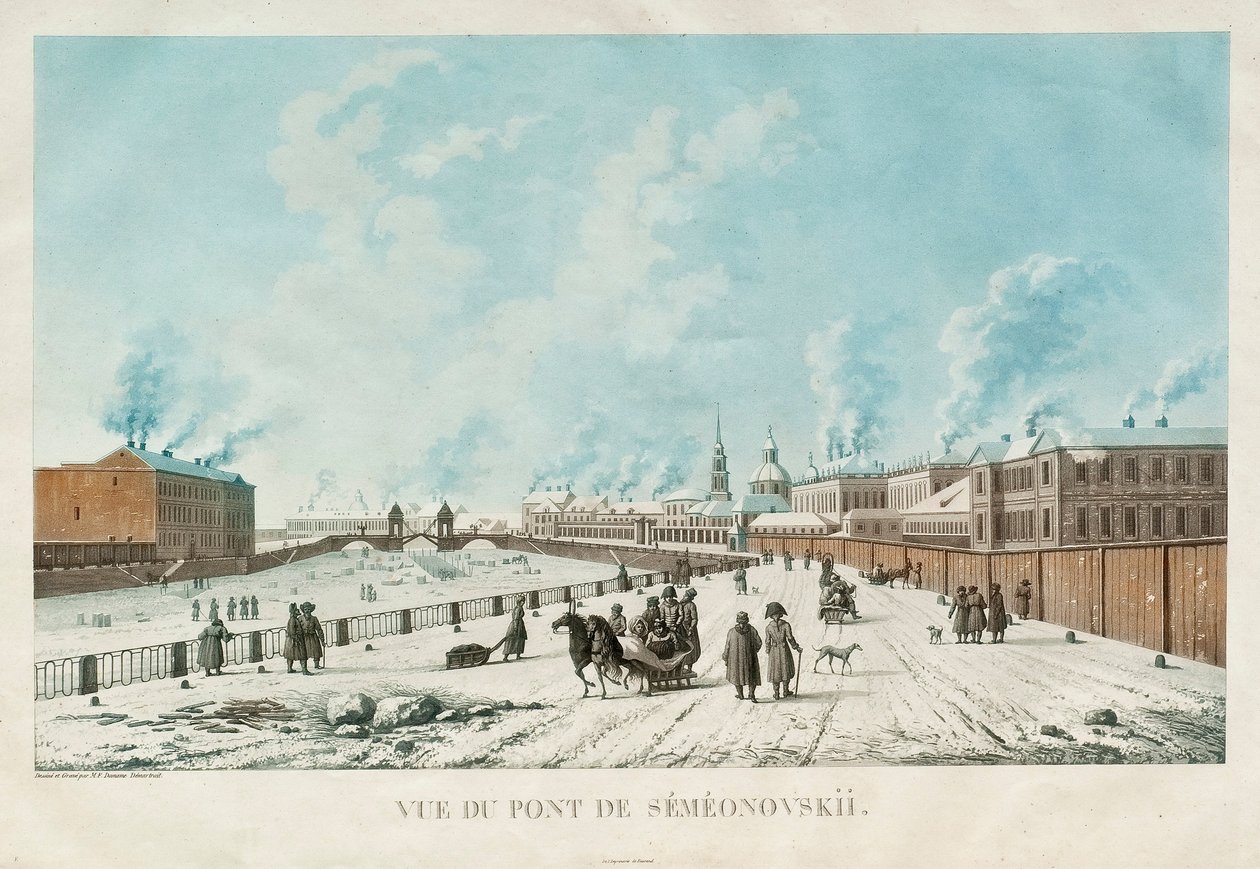 Semyonovsky-broen i St. Petersburg, 1813 av Michel Francois Damam Demartrait