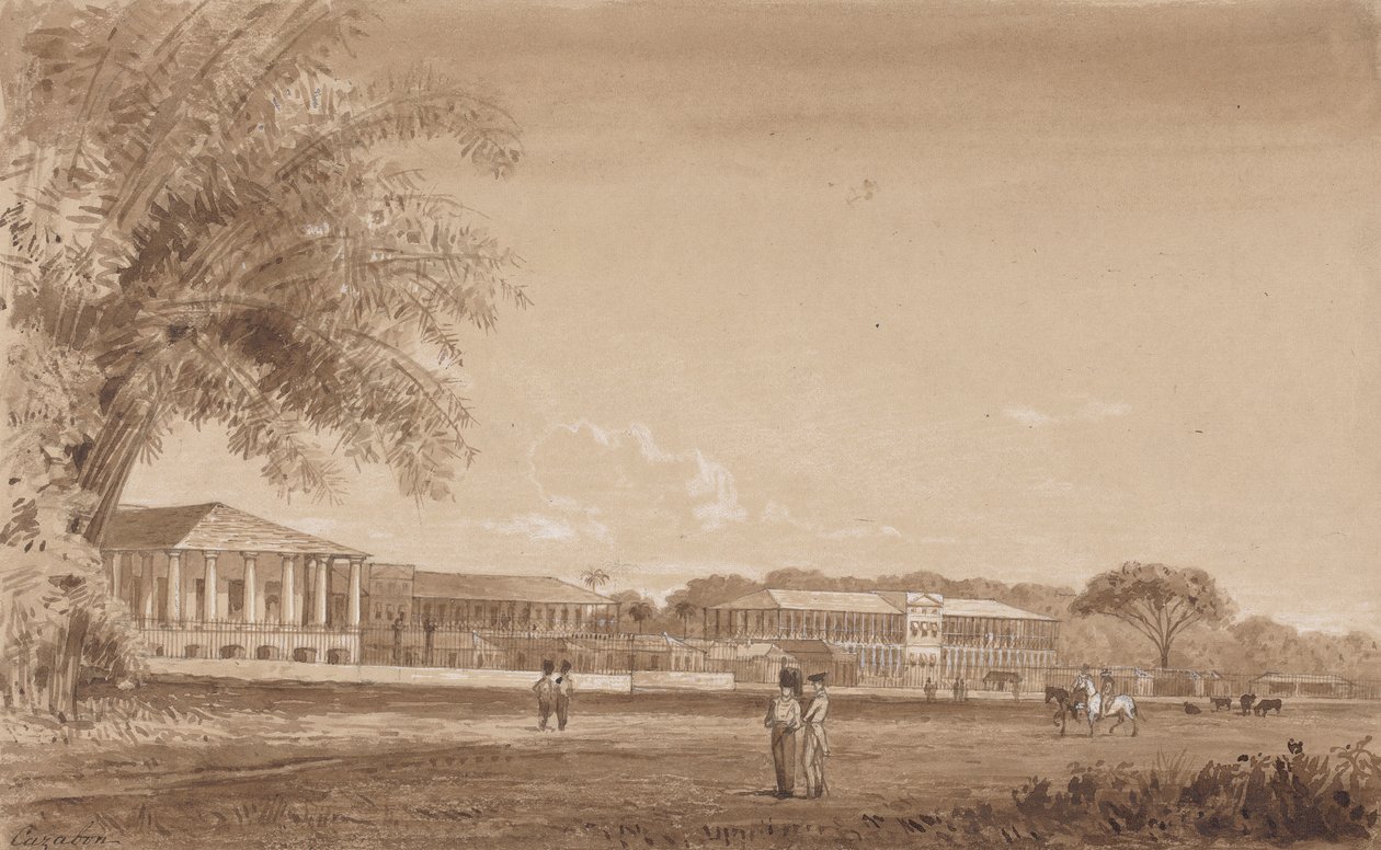 St. James Barracks av Michel Jean Cazabon
