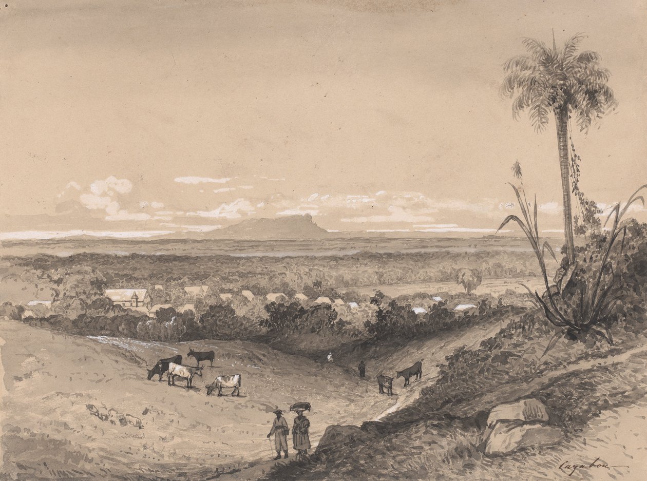 Landsbyen Arima og Mount Tamana av Michel Jean Cazabon