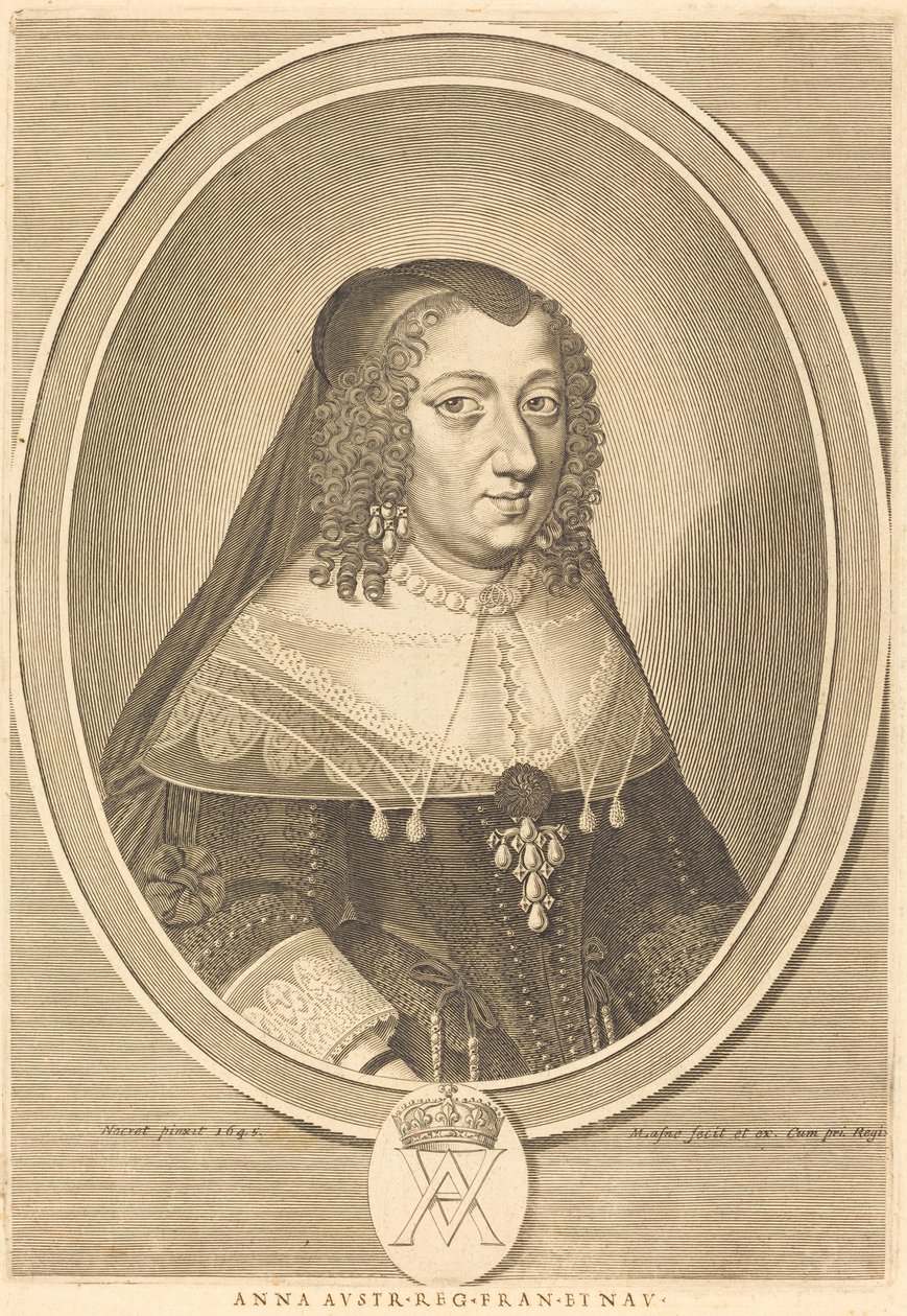 Anne av Østerrike av Michel Lasne after Jean Nocret