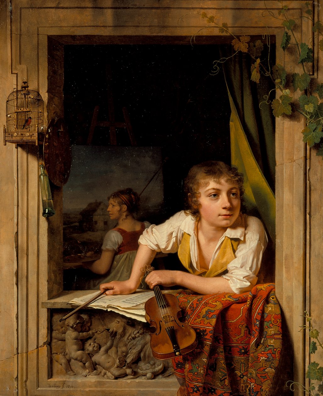 Maleri og musikk (Portrett av kunstnerens sønn), 1800 av Michel Martin Drolling