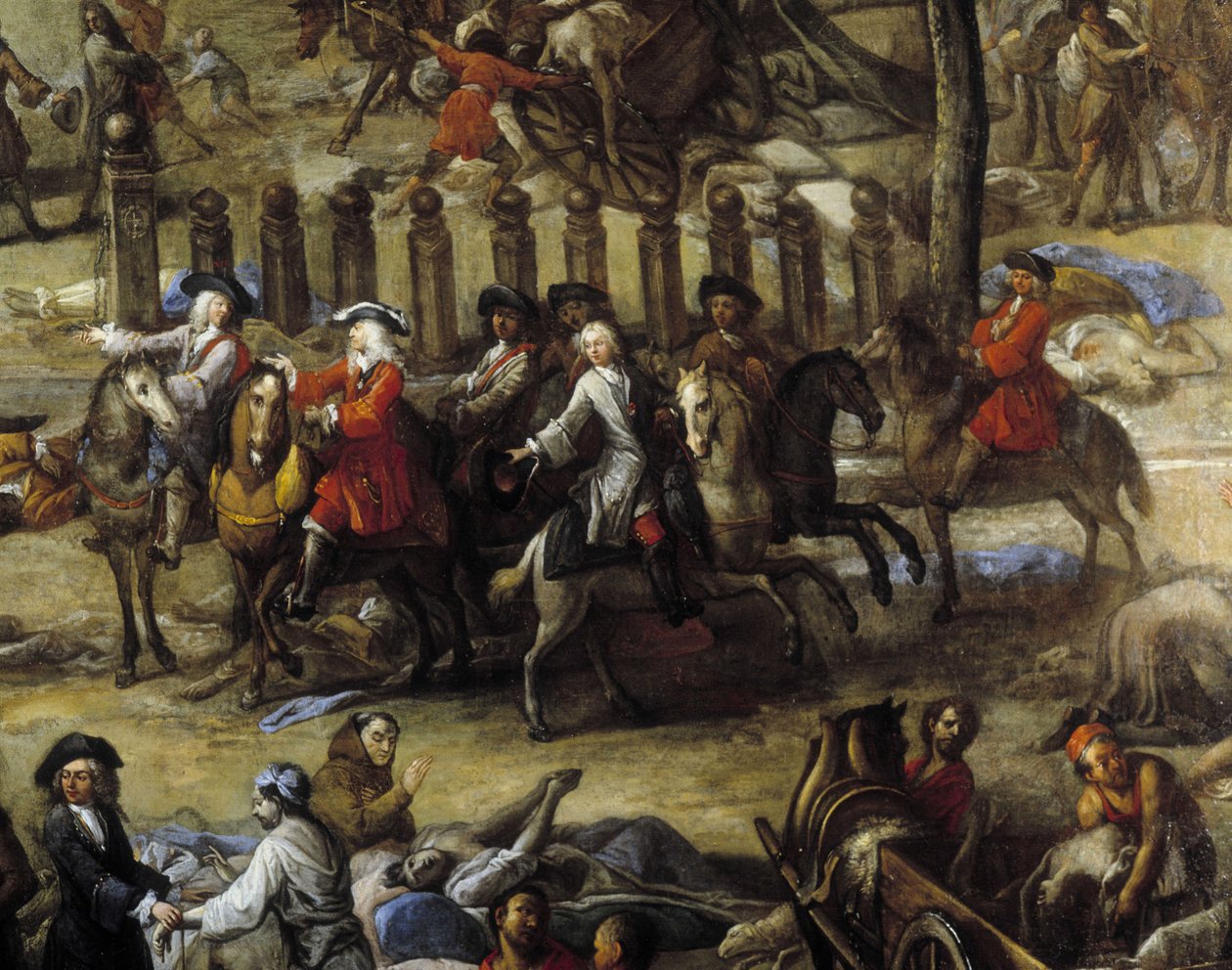 Utsikt over banen (fra Marseille) under pesten i 1720 (olje på lerret) av Michel Serre