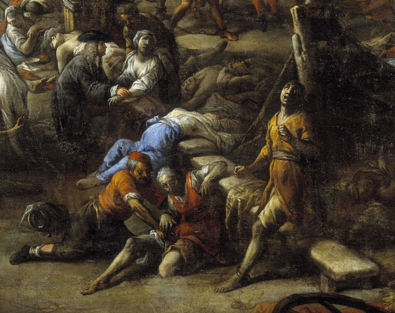 Utsikt over banen (fra Marseille) under pesten i 1720 (olje på lerret) av Michel Serre