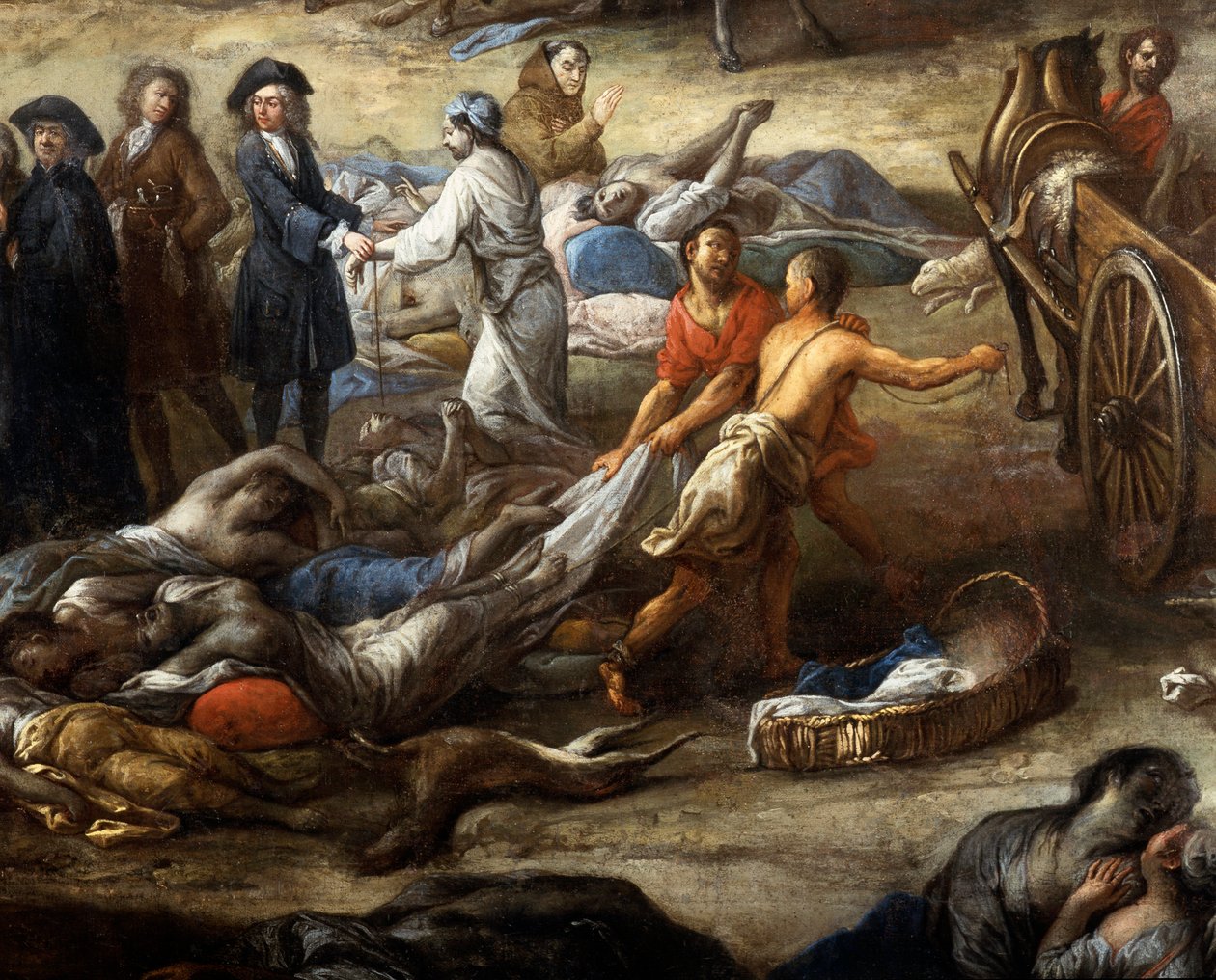 Utsikt over banen (fra Marseille) under pesten i 1720 (olje på lerret) av Michel Serre