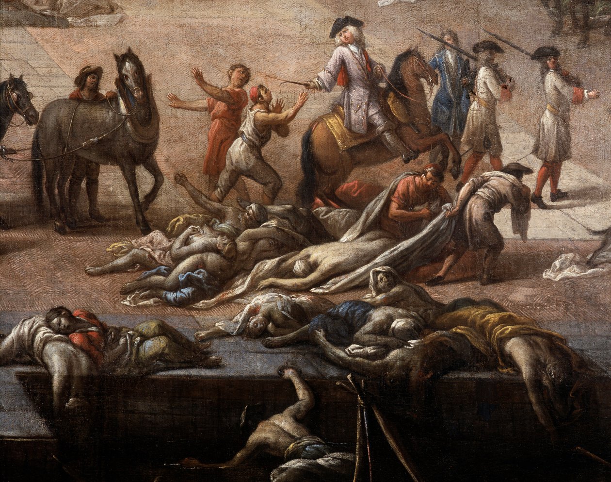 Utsikt over rådhuset (av Marseille) under pesten i 1720 av Michel Serre