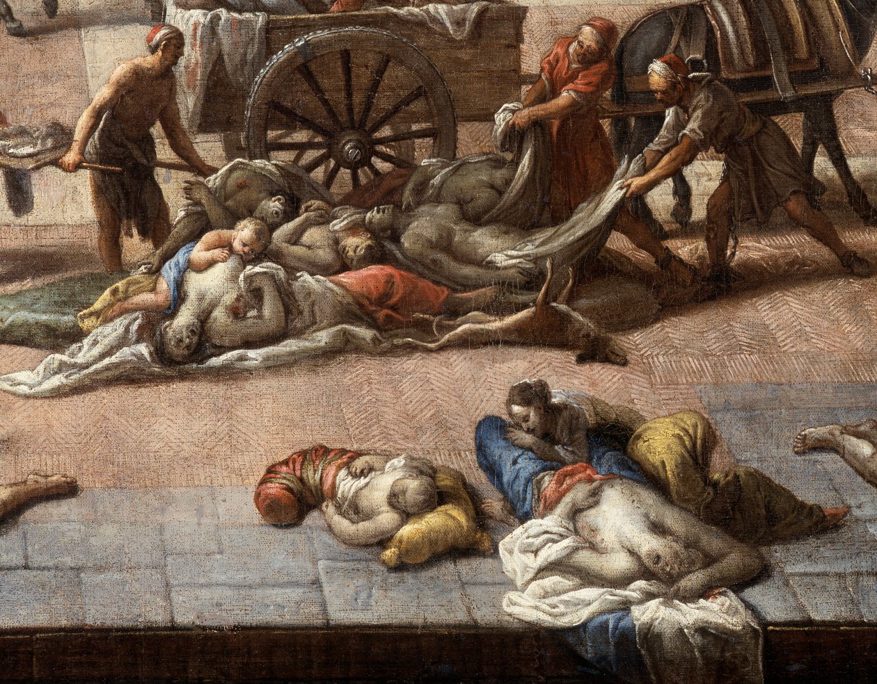 Utsikt over rådhuset (av Marseille) under pesten i 1720 av Michel Serre