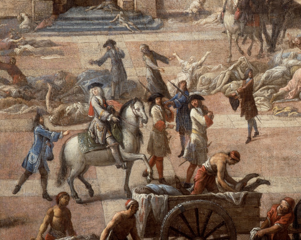Utsikt over rådhuset (av Marseille) under pesten i 1720 av Michel Serre
