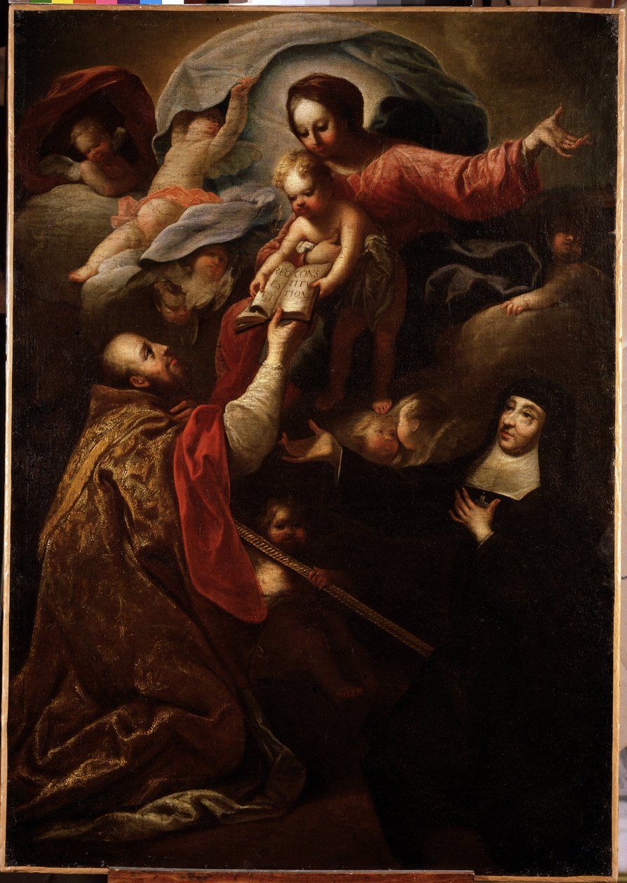 Jomfru og barn, Saint Francois de Salles og Saint Joan of Chantal (maleri) av Michel Serre