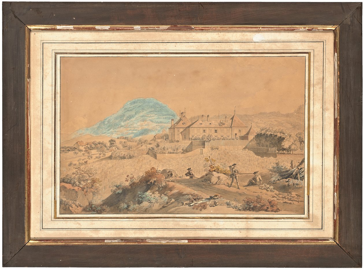 En av fire utsikter over Chateau d'Hauteville St-Légier, Vevey, Sveits av Michel Vincent Brandoin or Brandouin