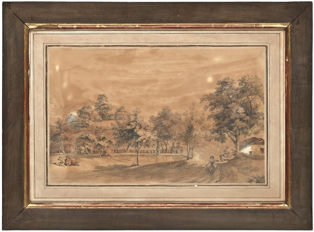 En av fire utsikter over Chateau d'Hauteville St-Légier, Vevey, Sveits av Michel Vincent Brandoin or Brandouin