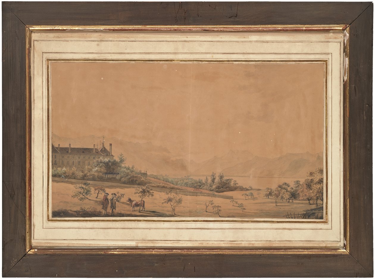 En av fire utsikter over Chateau d'Hauteville St-Légier, Vevey, Sveits av Michel Vincent Brandoin or Brandouin