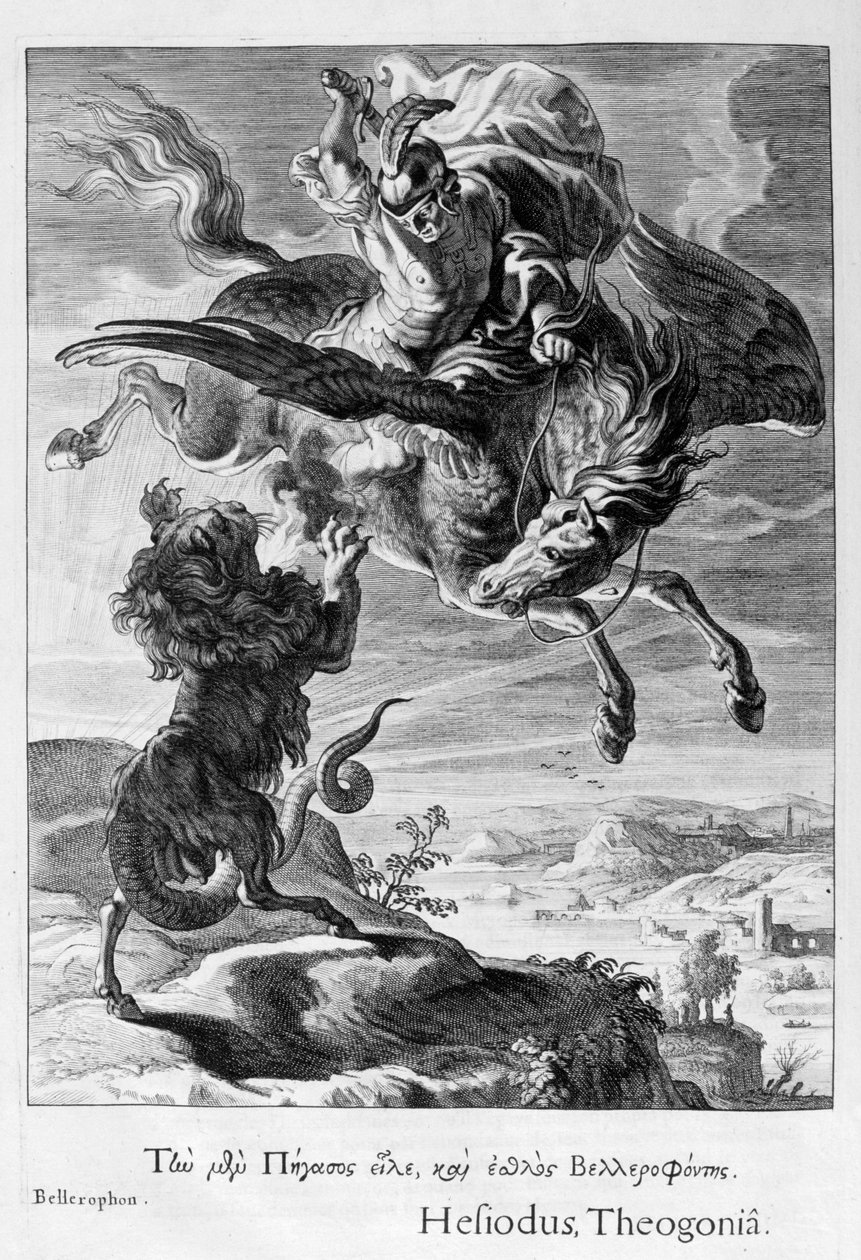 Bellerophon kjemper mot Chimera, 1655 av Michel de Marolles