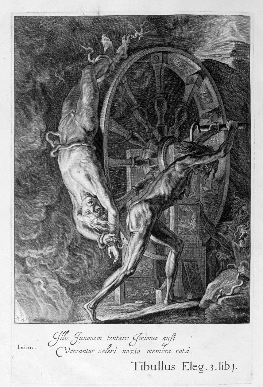 Ixion i Tartarus på hjulet, 1655 av Michel de Marolles