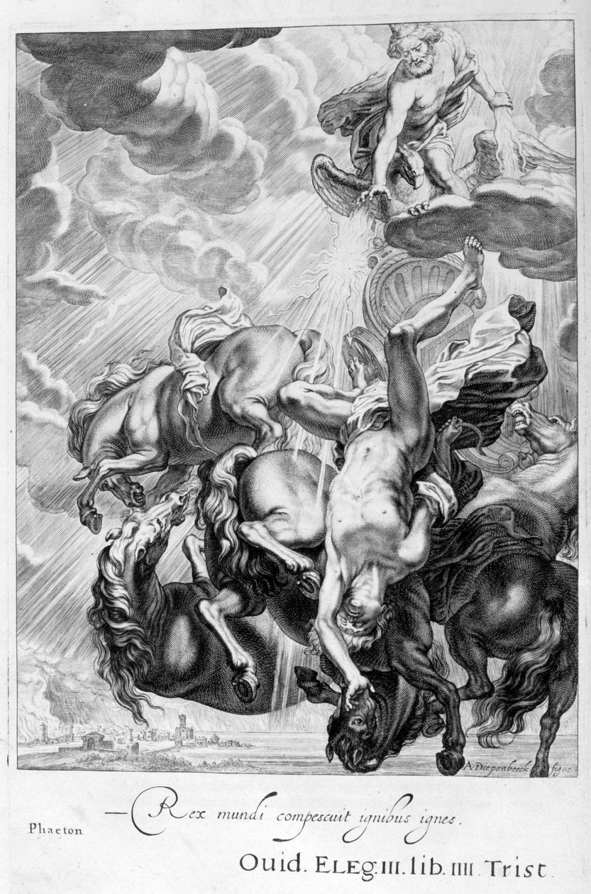 Phaeton truffet av Jupiters tordenbolt, 1655 av Michel de Marolles
