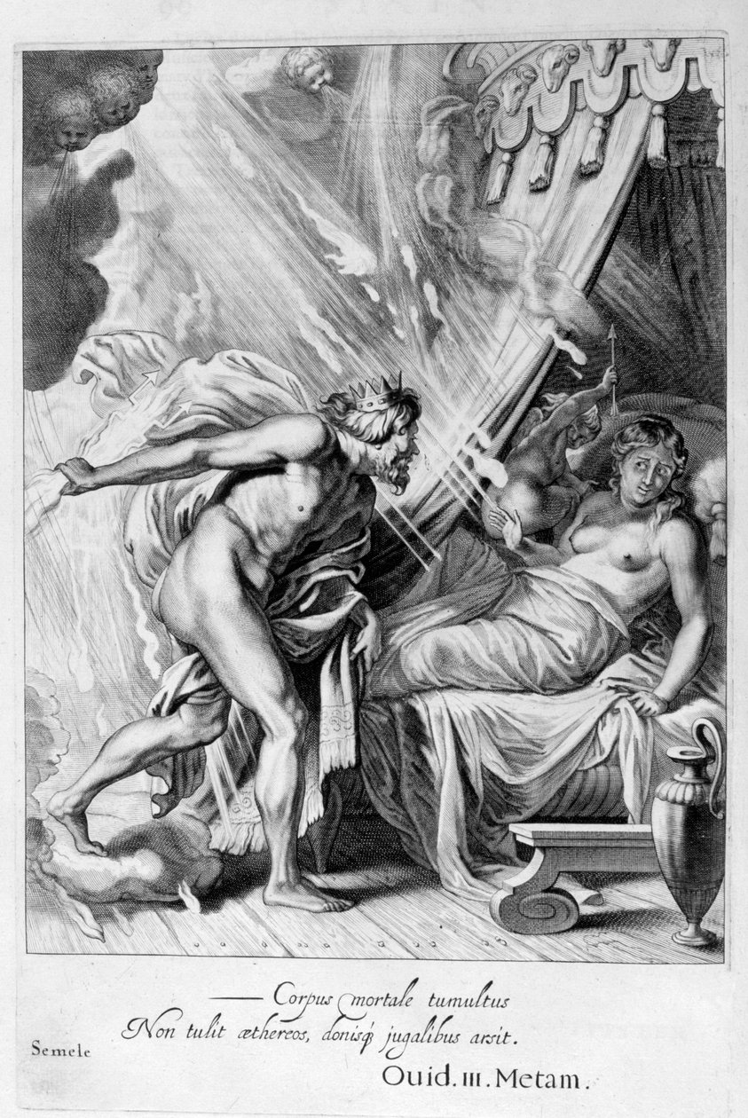 Semele blir fortært av Jupiters ild, 1655 av Michel de Marolles