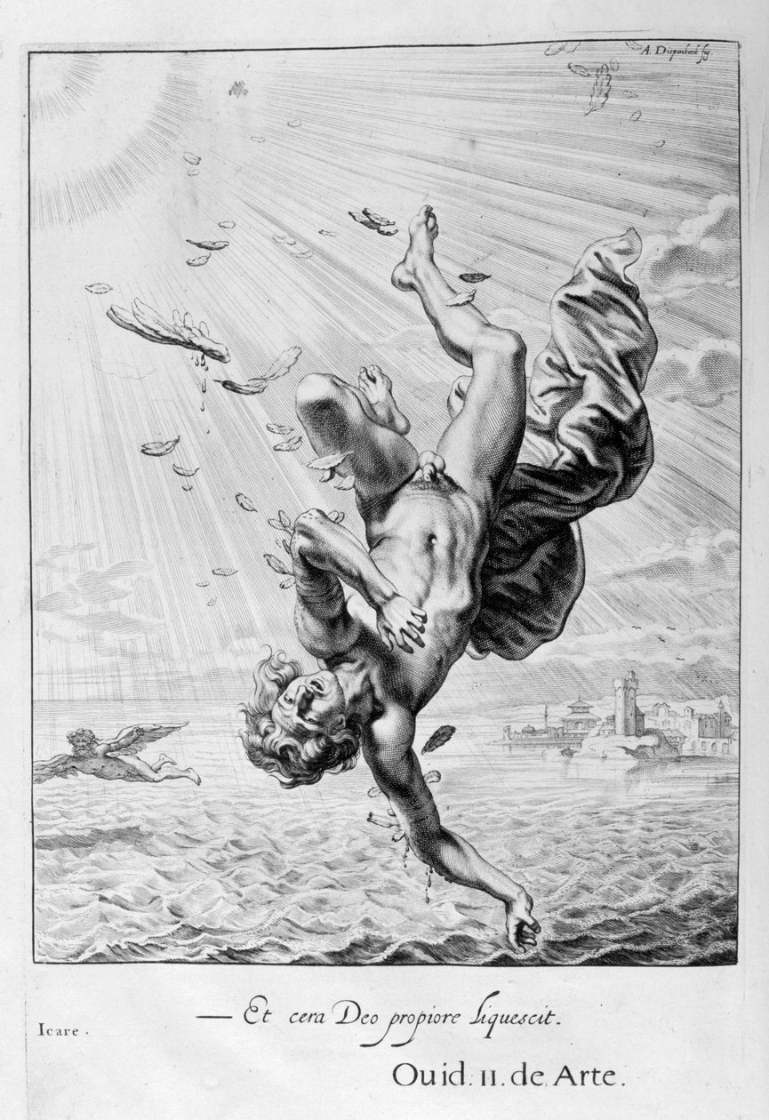 Ikaros fall, 1655 av Michel de Marolles