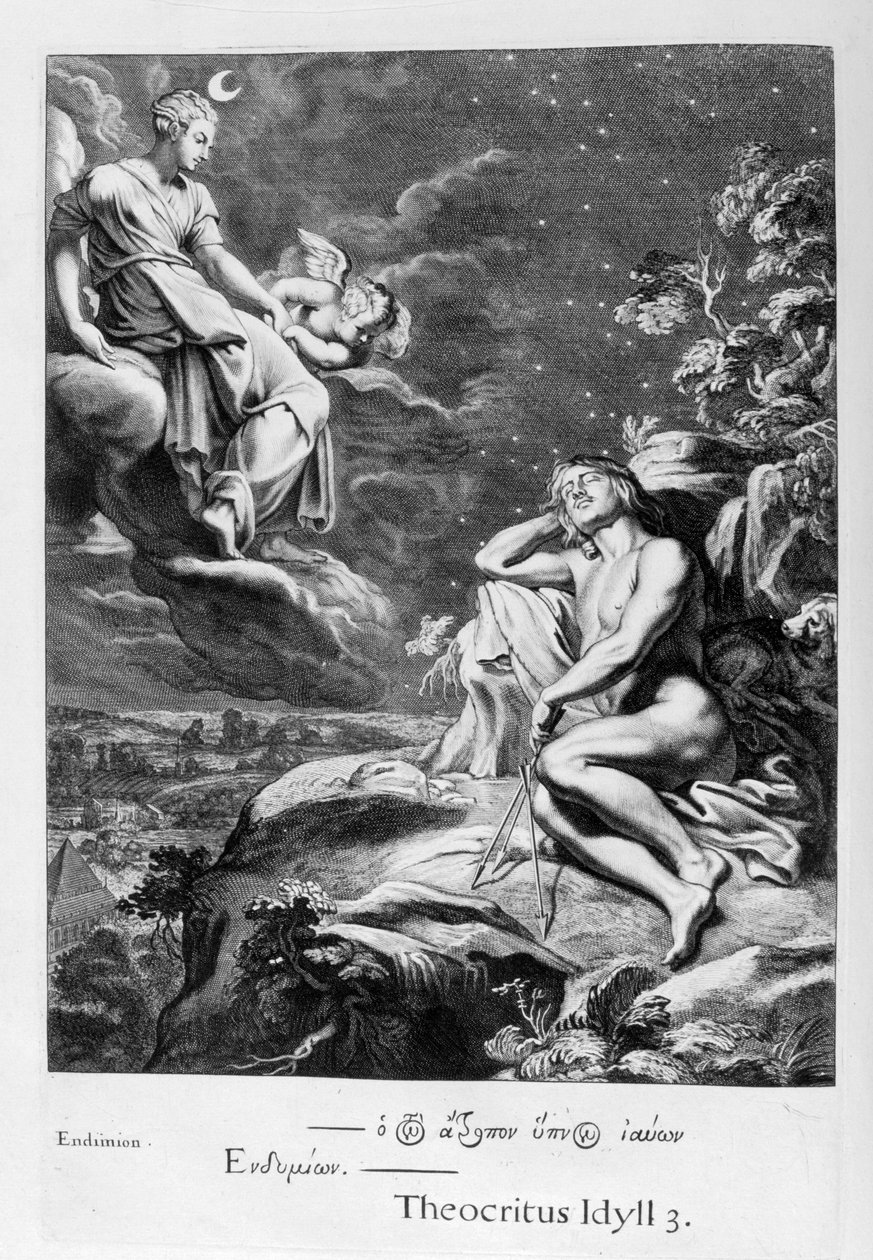 Månen og Endymion, 1655 av Michel de Marolles