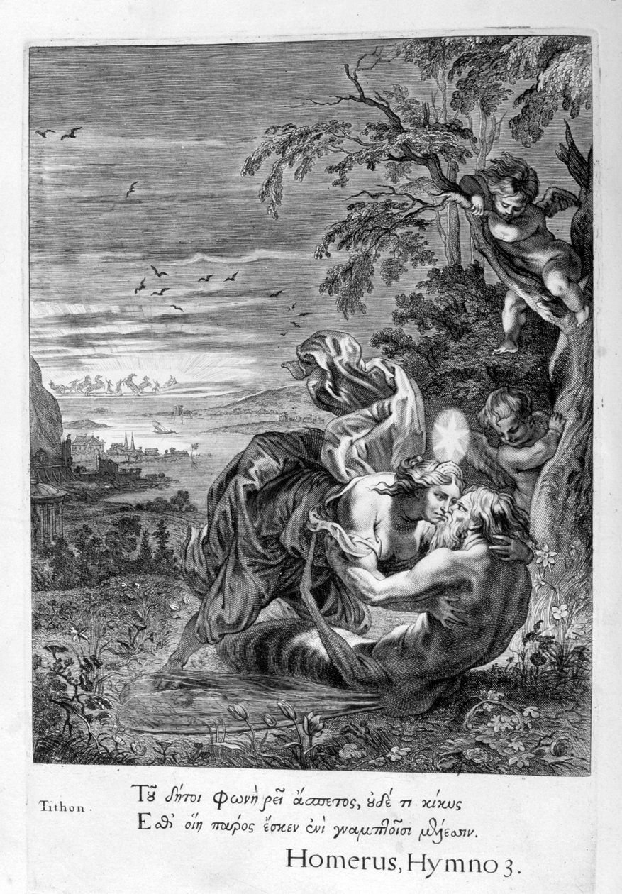 Tithonus, Eoss-elsker, ble til en gresshoppe, 1655 av Michel de Marolles