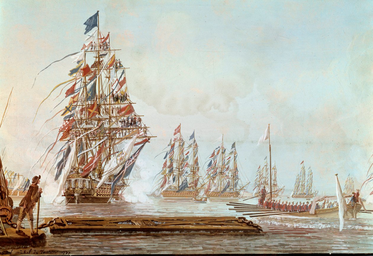 Bolverksfløyen, fest gitt i Toulon til Comte de Provence i juli 1777 i havnen i Toulon Gouache av Michel Joseph dit Michel de Toulon (aktiv mellom 1777 og 1792) 1777. Versailles, slottsmuseum av Michel de Toulon