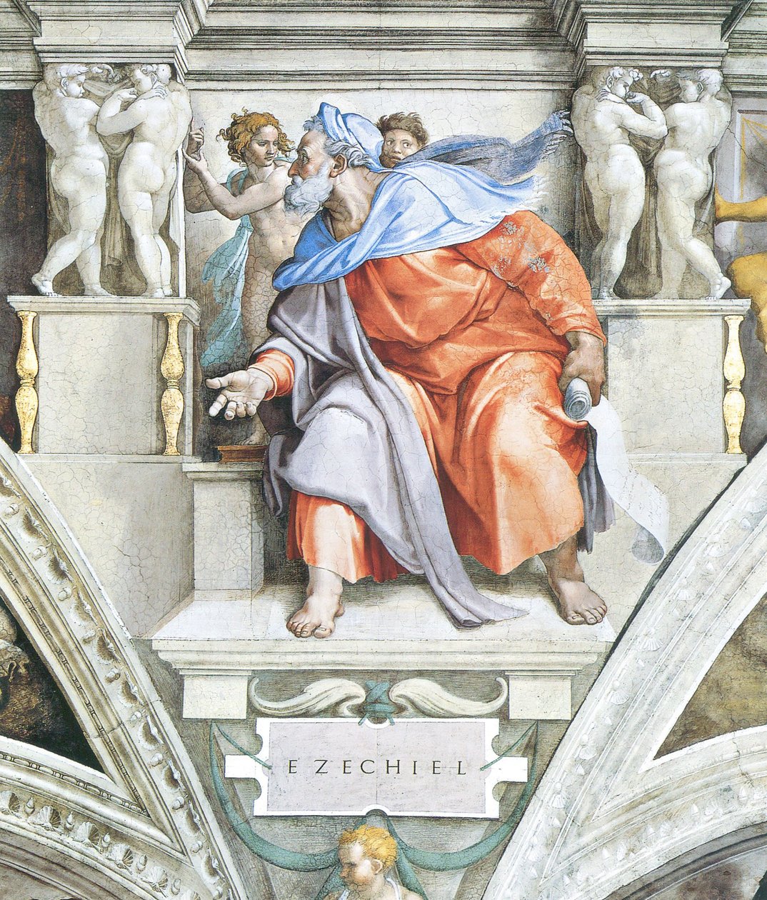 Esekiel på taket i Det sixtinske kapell i Vatikanet av Michelangelo Buonarroti