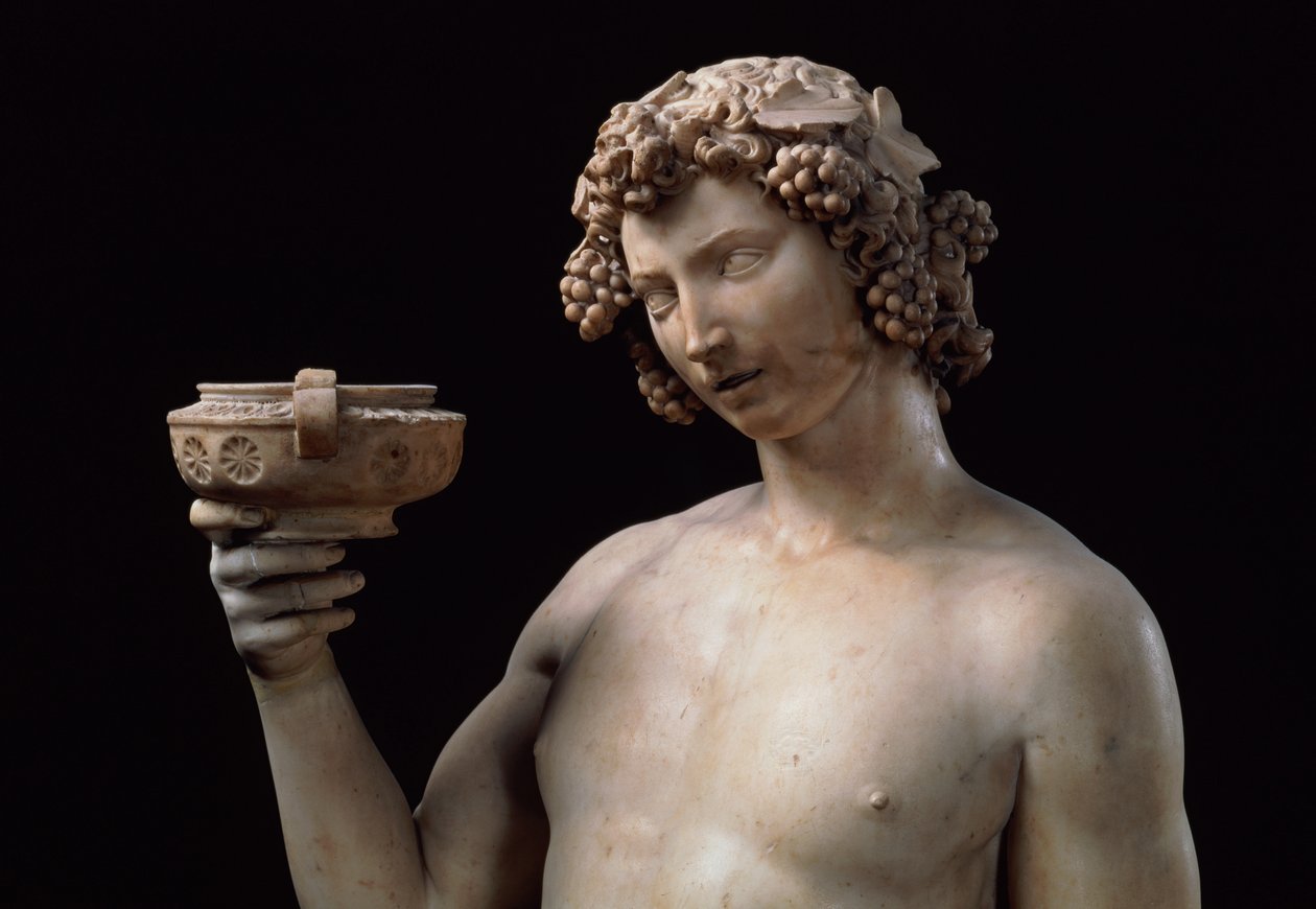 Bacchus, detalj, 1497 (marmor) av Michelangelo Buonarroti