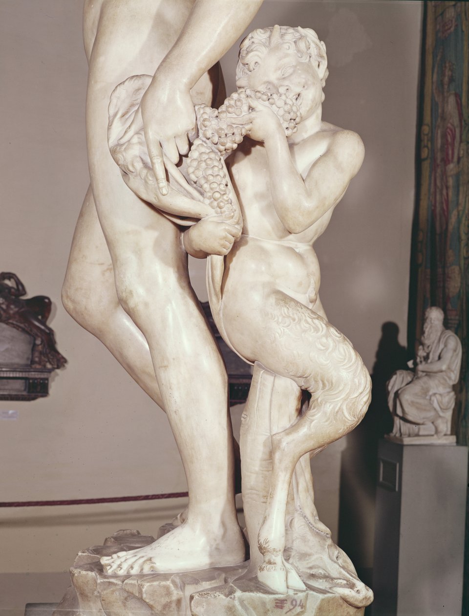 Bacchus med en ung faun detalj av den unge faunen, 1496-7 marmor av Michelangelo Buonarroti