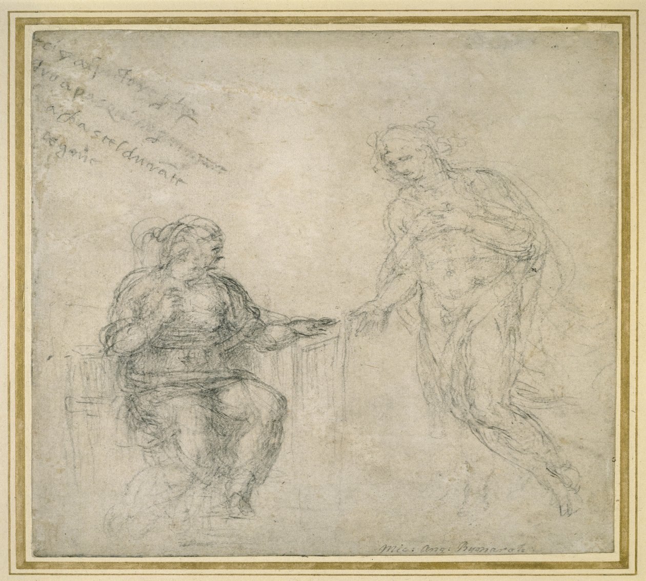 Kristus tar farvel med sin mor etter oppstandelsen, ca. 1560 (svart kritt på papir) av Michelangelo Buonarroti