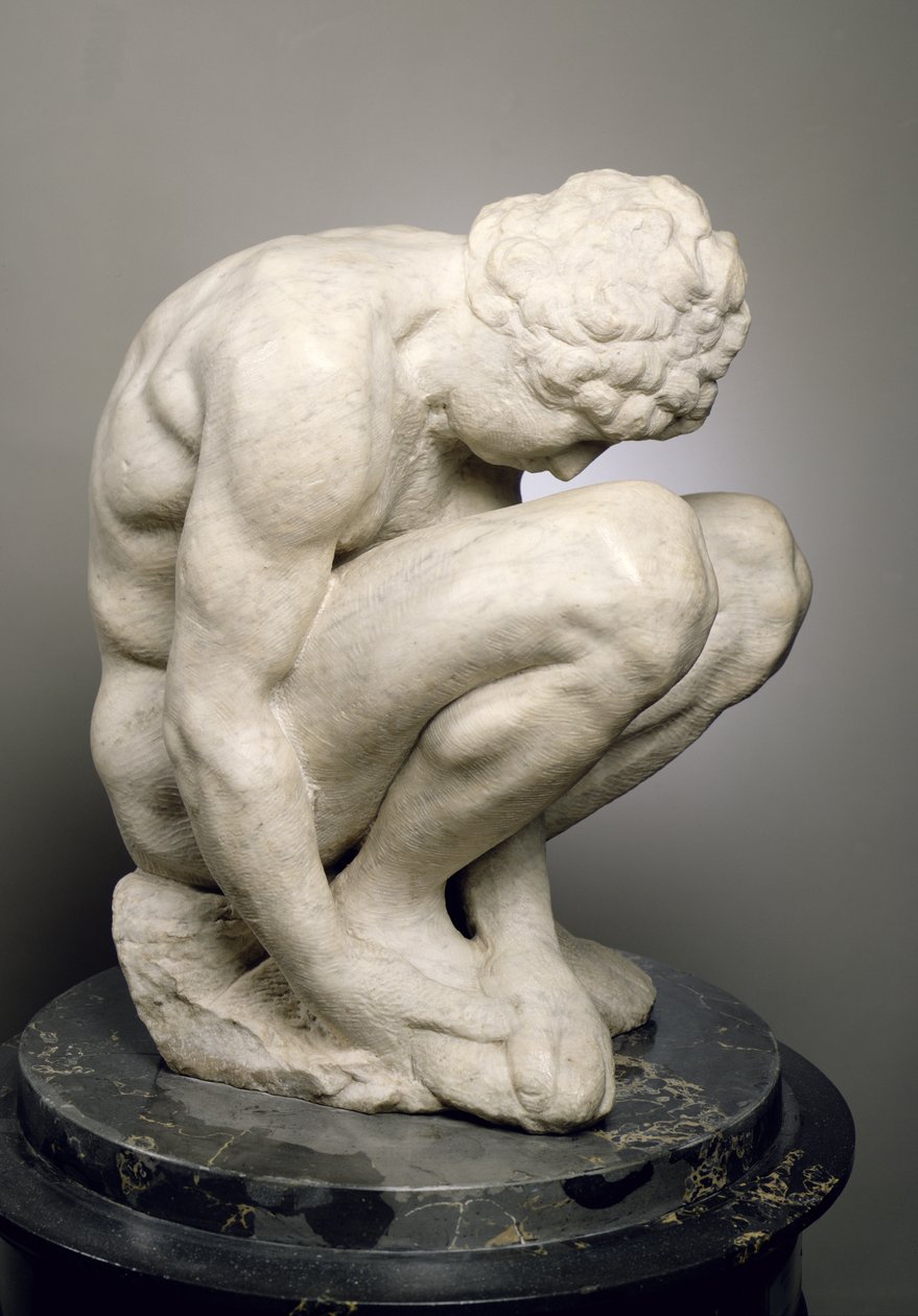 Crouching Boy, ca. 1530-34 (marmor) (se også 73704) av Michelangelo Buonarroti