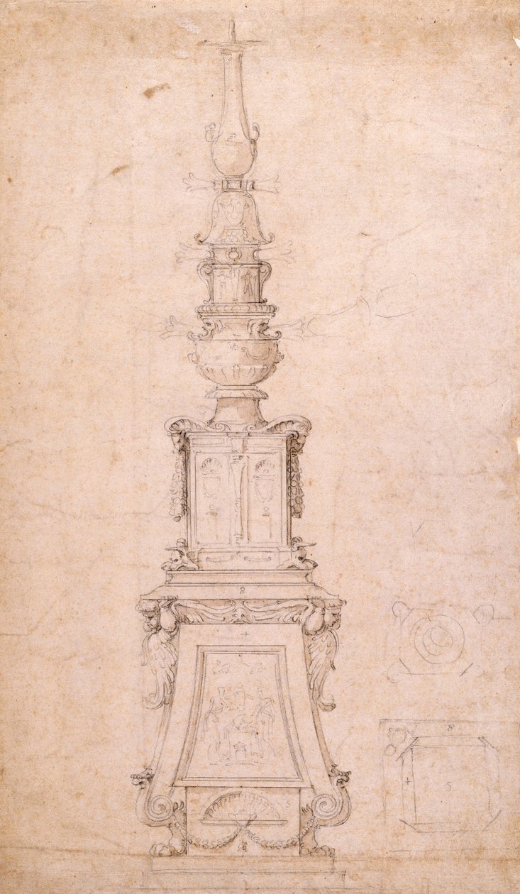 Design for en lysekrone av Michelangelo Buonarroti