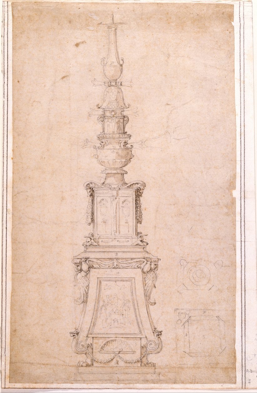 Design for en lysekrone av Michelangelo Buonarroti