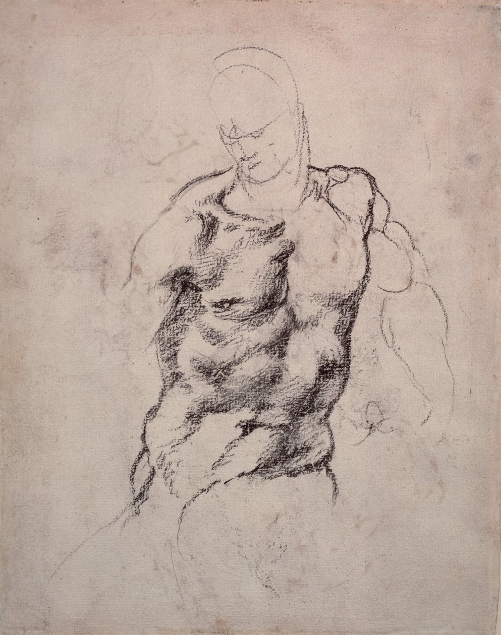 Figurstudie (kull på papir) av Michelangelo Buonarroti