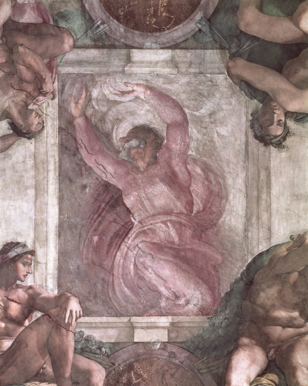 Gud som skiller lys fra mørke, fra det sixtinske kapells tak, 1508-12 (forhåndsrestaurering) av Michelangelo Buonarroti