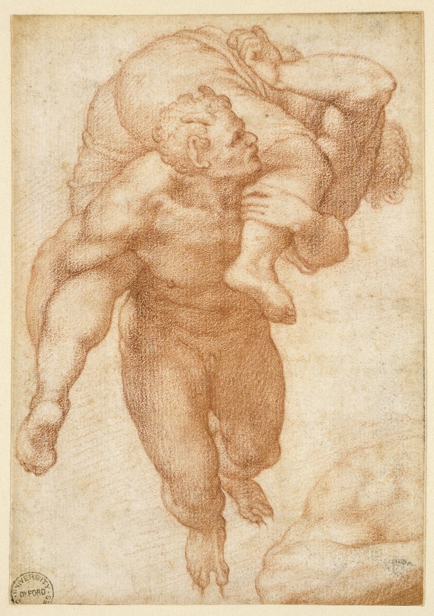 Gruppe fra den siste dommen (rødt kritt på lysebrunt papir) av Michelangelo Buonarroti