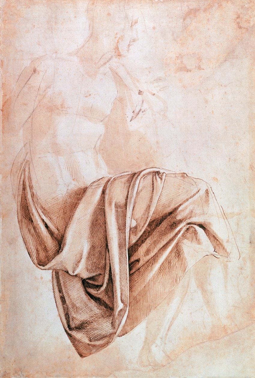 Inv. 1887-5-2-118 Recto (W.10) Studie av draperi (tegning) av Michelangelo Buonarroti