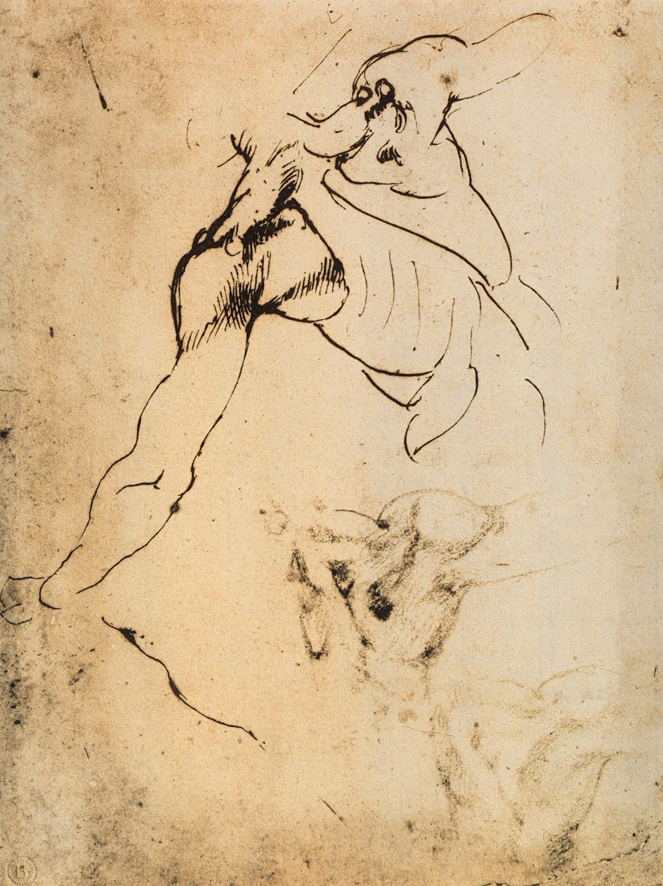Mannlig anatomisk studie; tegning av Michelangelo. Casa Buonarroti, Firenze av Michelangelo Buonarroti