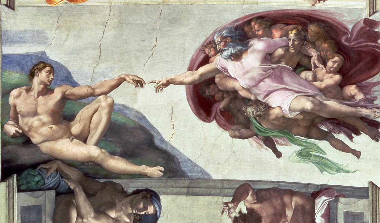 Det sixtinske kapells tak (1508-12): Skapelsen av Adam av Michelangelo Buonarroti
