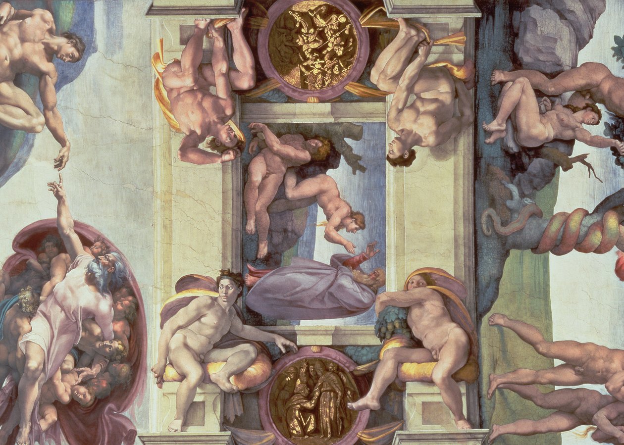 Det sixtinske kapells tak (1508-12): The Creation of Eva, 1510 (etter restaurering) av Michelangelo Buonarroti