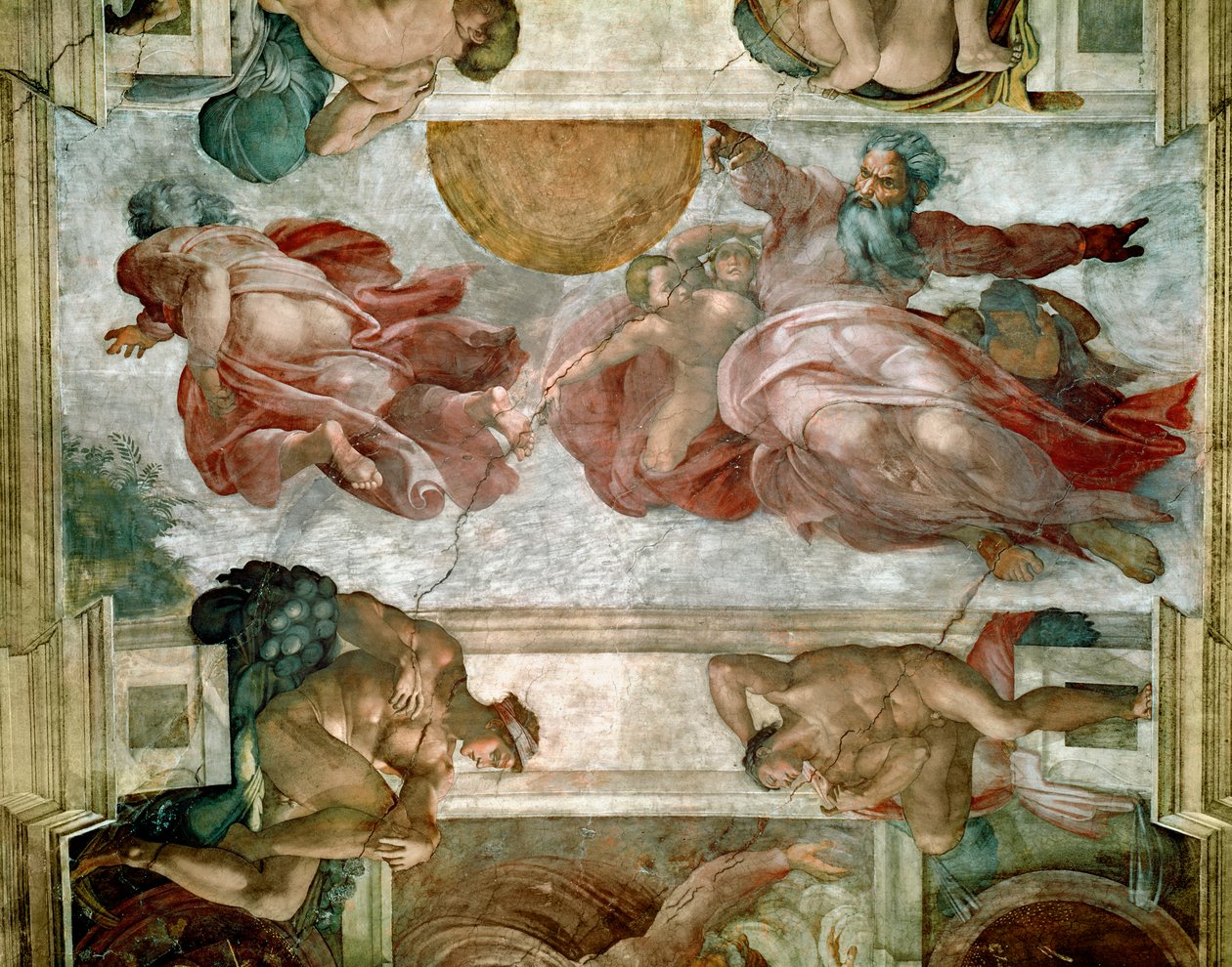 Det sixtinske kapells tak: Creation of the Sun and Moon, 1508-12 av Michelangelo Buonarroti