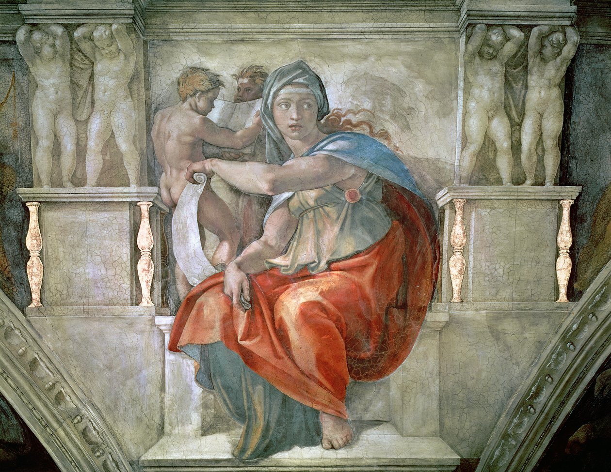 Tak i det sixtinske kapell: Delphic Sibyl av Michelangelo Buonarroti
