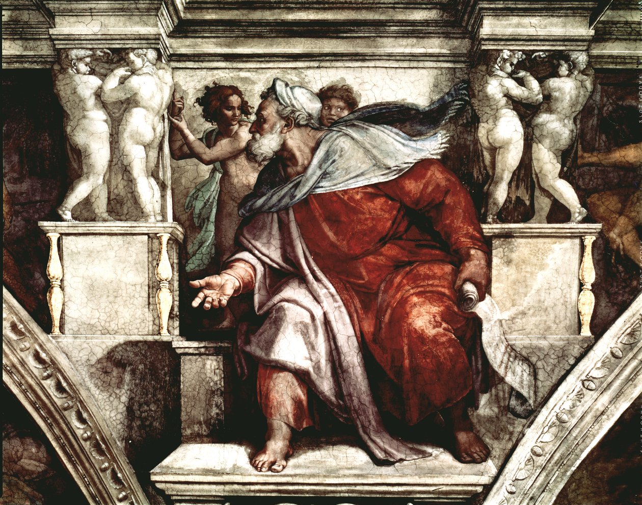Det sixtinske kapell Ceiling: The Prophet Ezekiel, 1510 (se også 77434) av Michelangelo Buonarroti