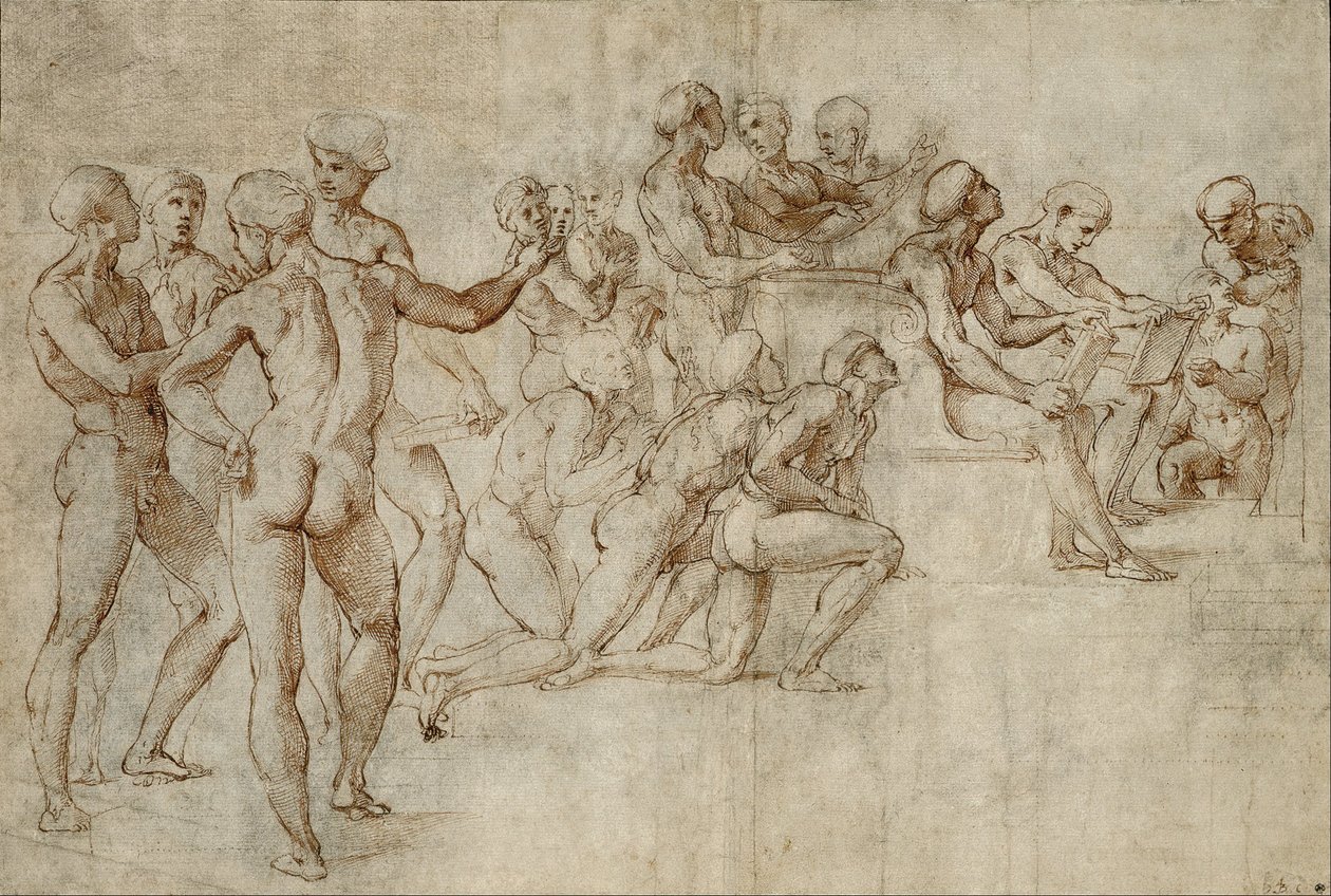 Skisse for den nedre venstre delen av Disputa av Michelangelo Buonarroti