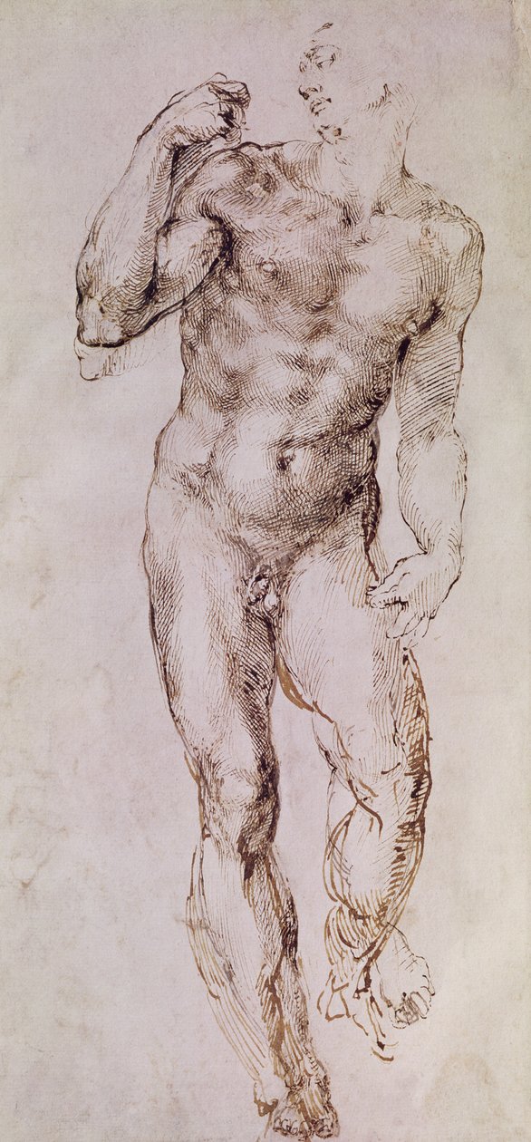 Skisse av David med sin slynge, 1503-4 av Michelangelo Buonarroti